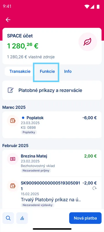 funkcie v applikácii