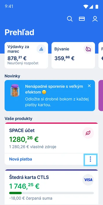 výber účtu