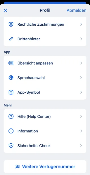 George App - Profil - neue Verfügernummer hinzufügen