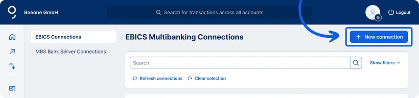 New EBICS connection button