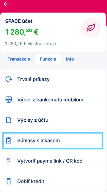 súhlasy s inkasom app
