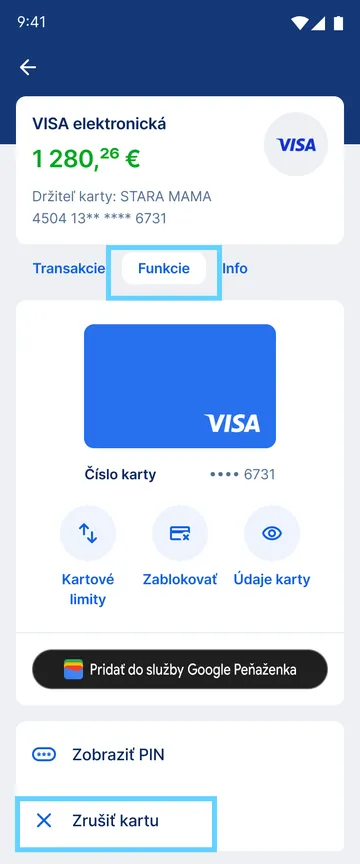zrušenie karty