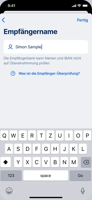 Verification of Payee / Empfängerüberprüfung - Nicht unterstützt von Bank der Empfänger:in
