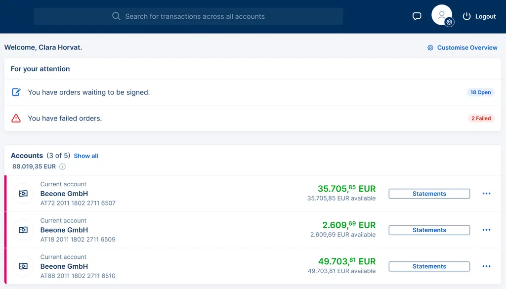 Widgets in the overview