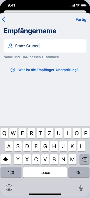 Verification of Payee / Empfängerüberprüfung - Name und IBAN stimmen überein