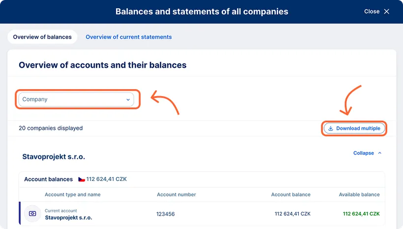 All companies balances and statements