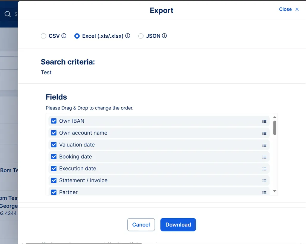 Export of search results