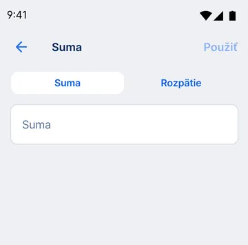 vyhľadávanie podľa sumy app