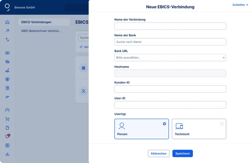 NEue EBICS-Verbindung erstellen