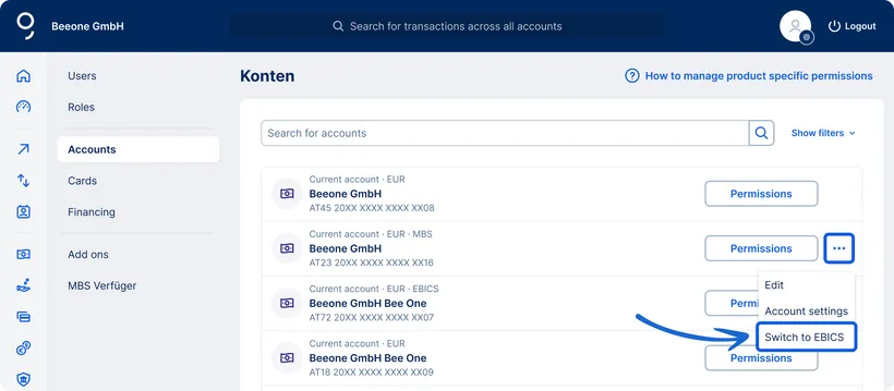 Switch from MBS to EBICS: Move