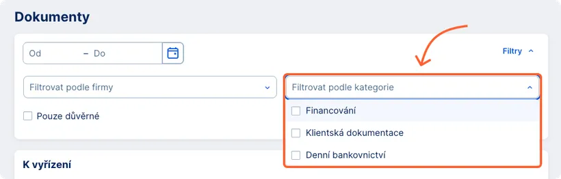 Filtrování dokumentů podle kategorie