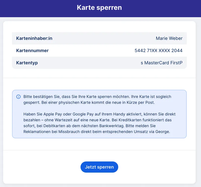 Bestätigung - Sperren - George Web