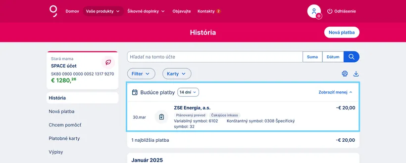čakajúce inkaso app