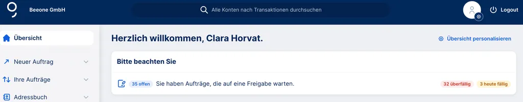 Das Bitte Beachten Sie Widget in der Übersicht