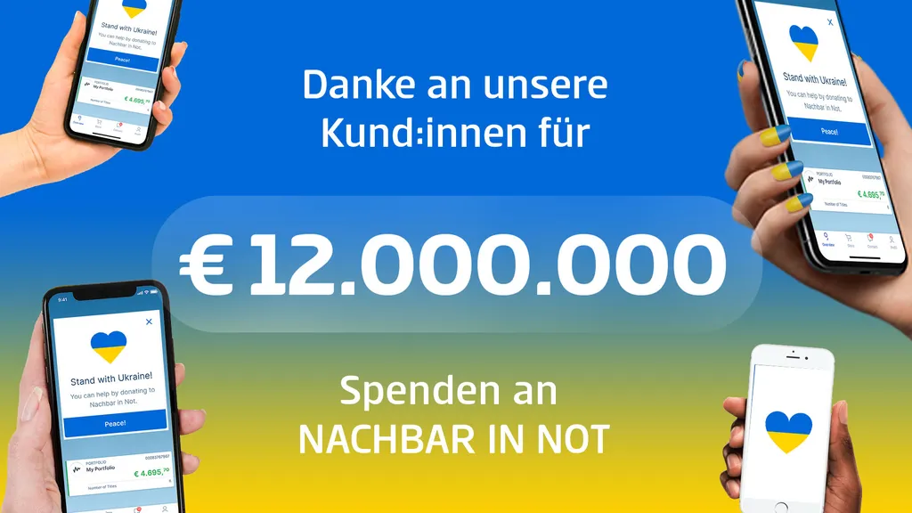 Spendensumme unserer Kund:innen für die Ukraine