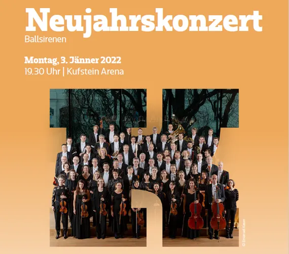 Plakat Neujahreskonzert, Orchester Gruppenfoto