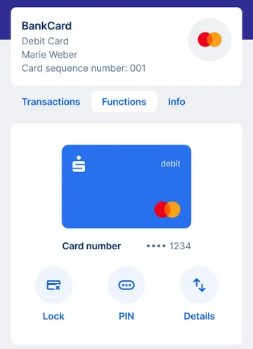 George app - card with option to show PIN