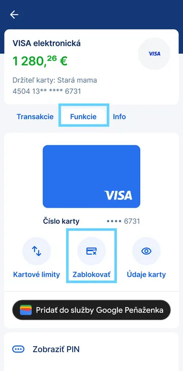 výber karty app
