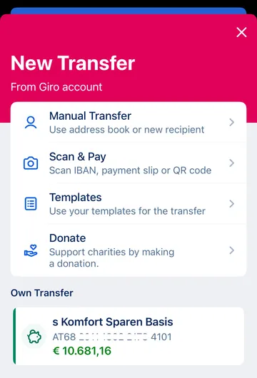 Own transfer from current account - George app