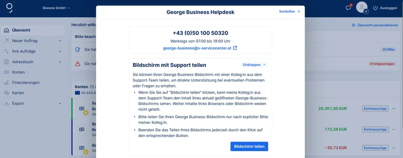 Bildschirm mit Support teilen