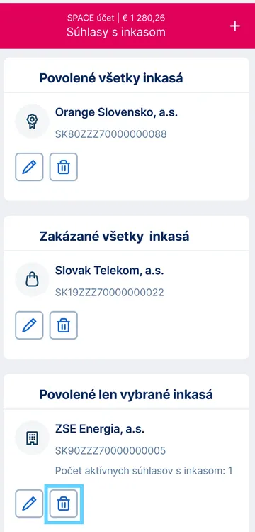 zrušenie súhlasu s inkasom