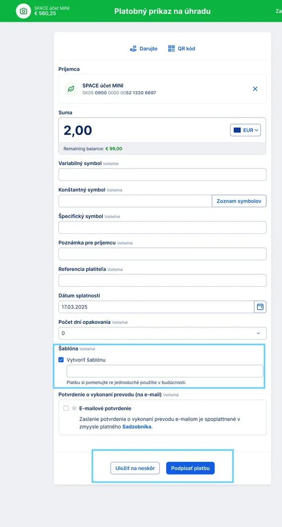 vytvorenie šablóny