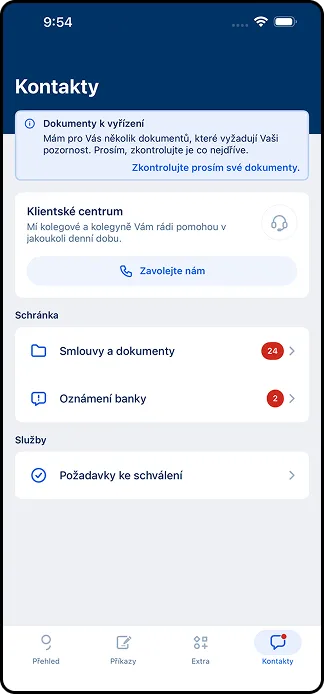 Sekce kontakty