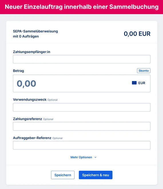 Einzelauftrag in einer Sammelüberwesiung