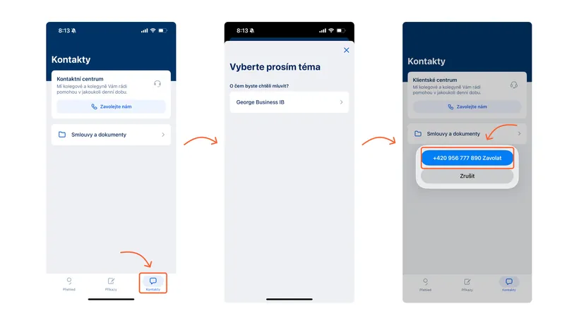 Ověřené volání z mobilní aplikace George Business