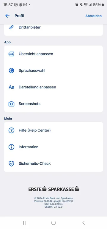 Profile settings